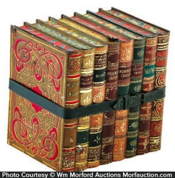 Antique Advertising Huntley & Palmers Books Biscuit Tin • Antique