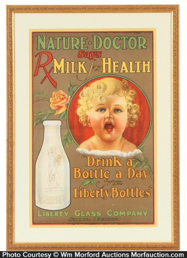 Liberty Milk Bottles Sign • Antique Advertising