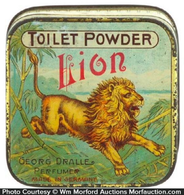 Lion Toilet Powder Tin • Antique Advertising