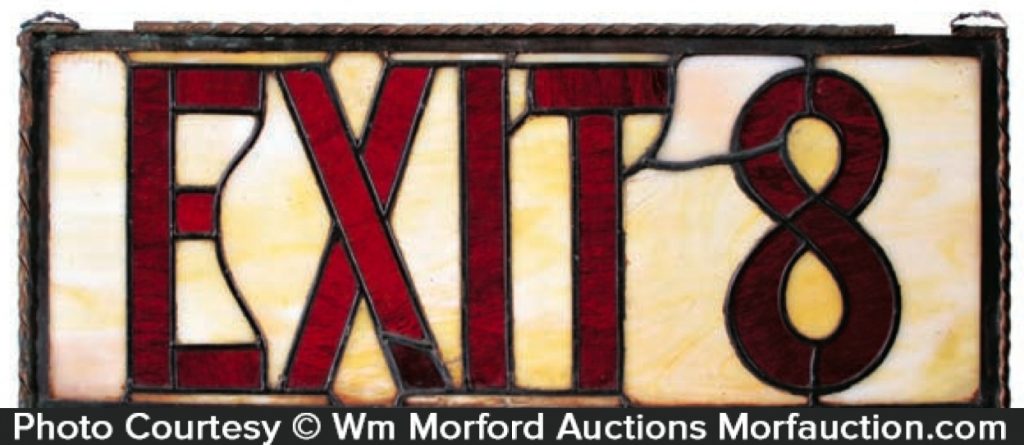 Vintage Stained Glass Exit Sign • Antique Advertising