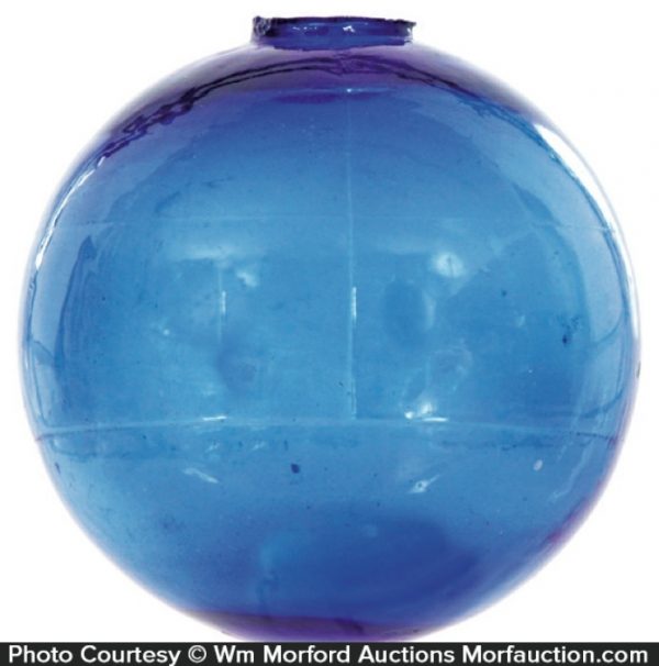 Early Blue Glass Target Ball • Antique Advertising