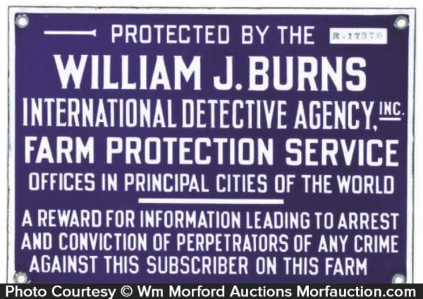 Burns Detective Agency Sign • Antique Advertising