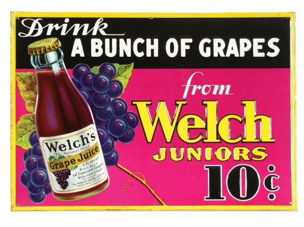 Antique Advertising | Welch Juniors Grape Juice Sign • Antique Advertising