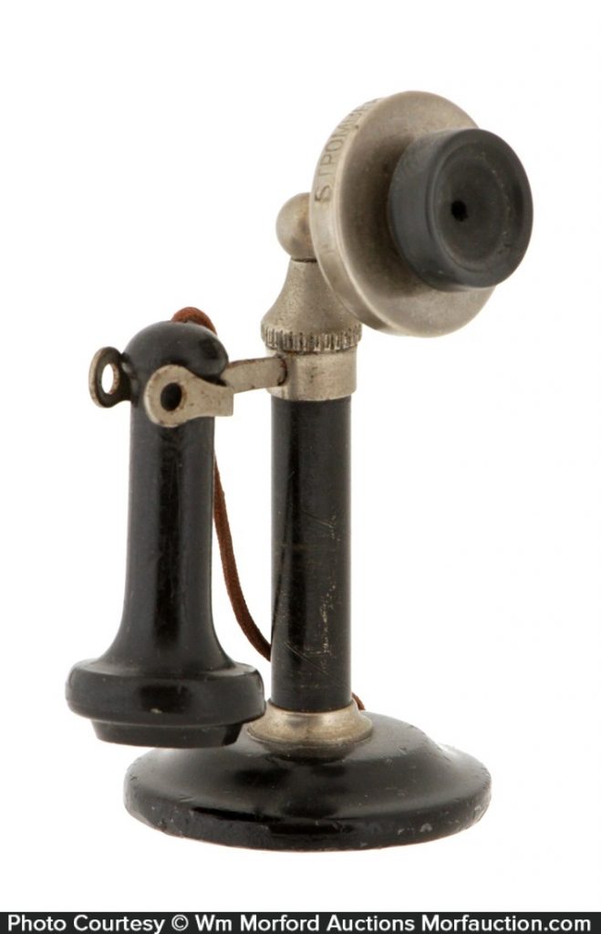 Antique Advertising Miniature Candlestick Phone • Antique Advertising