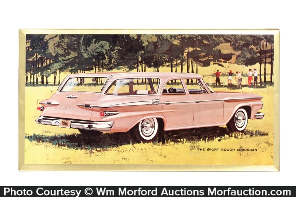 Antique Advertising | Plymouth Sport Suburban Wagon Sign • Antique