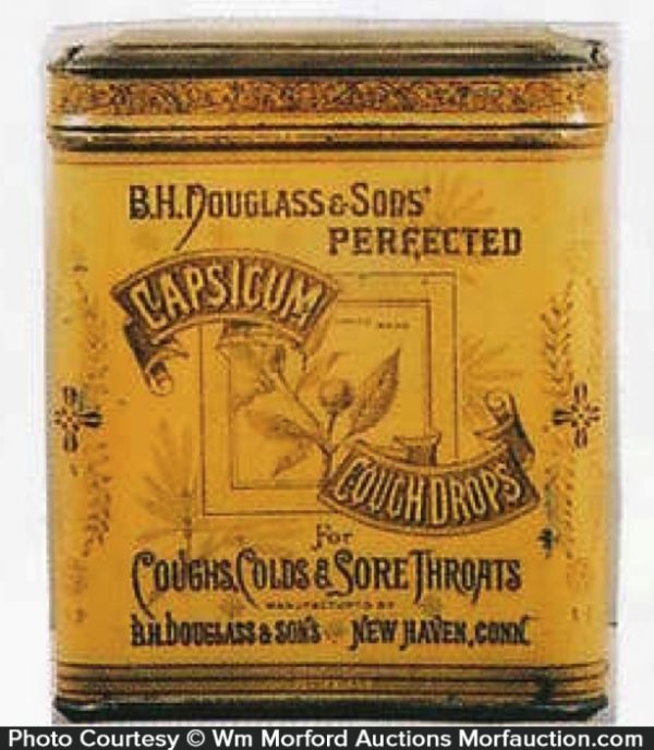 Douglass's Capsicum Cough Drops Tin • Antique Advertising