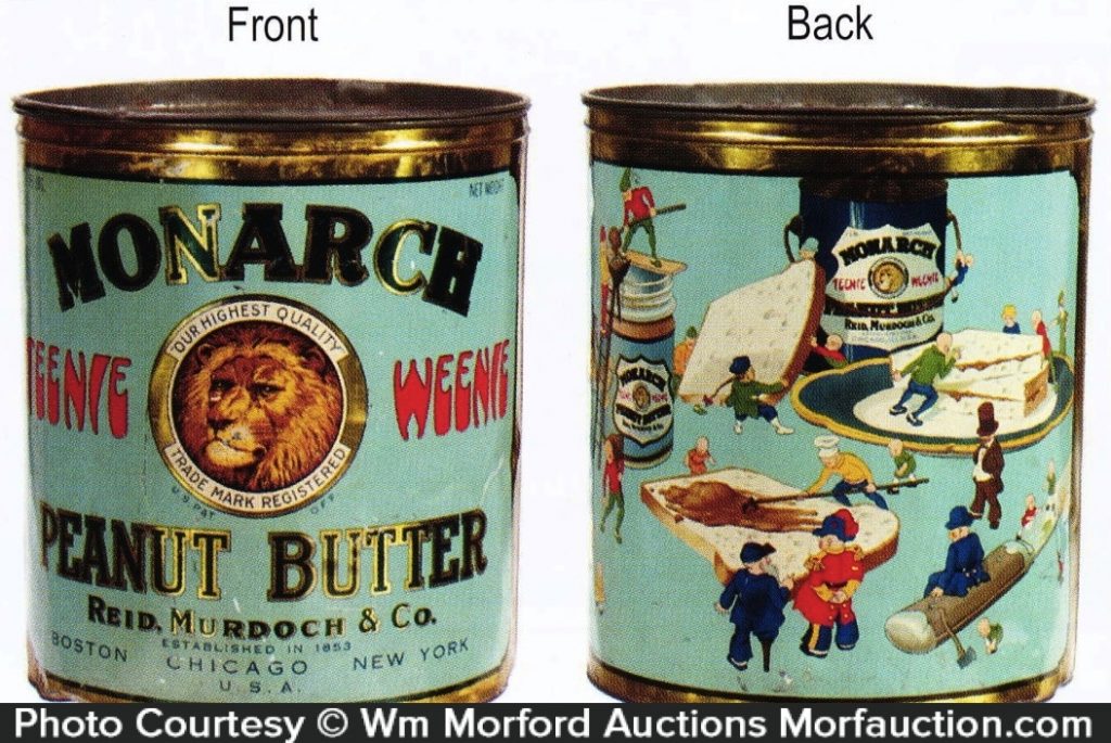 Monarch Teenie Weenie Peanut Butter Tin • Antique Advertising