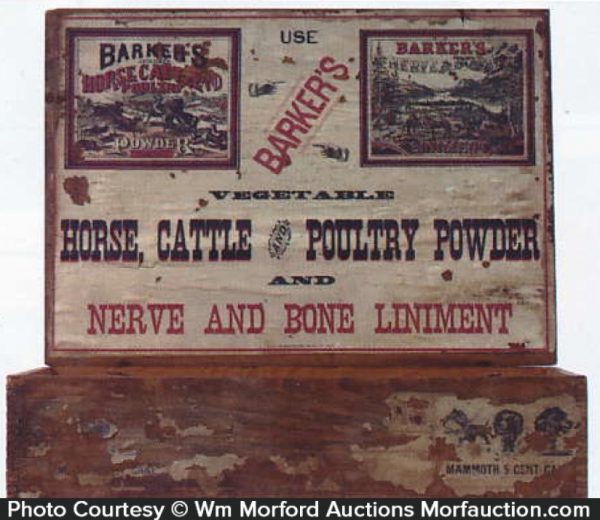 Barker's Nerve and Bone Liniment Display Box • Antique Advertising