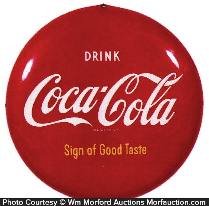 Coca-Cola Button Sign • Antique Advertising