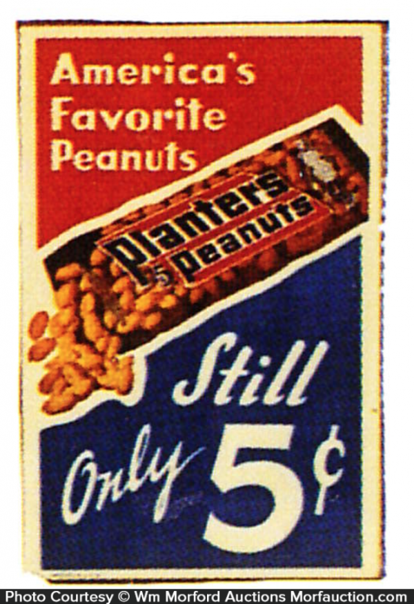 Planters America's Favorite Peanuts Sign • Antique Advertising