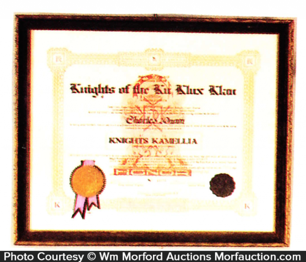 Ku Klux Klan Certificate • Antique Advertising