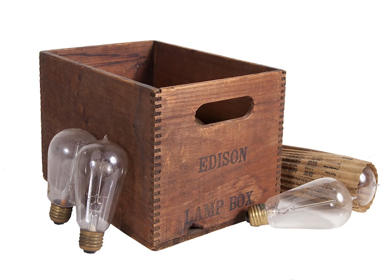 Edison Light Bulbs Box Antique, Edison Desk Lamp Box