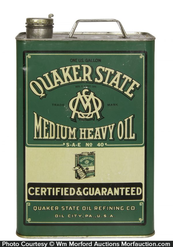 Quaker State 1 Gallon Oil Can • Antique Advertising