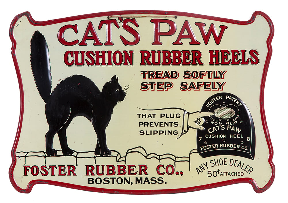Cat's Paw Rubber Heels Sign • Antique 