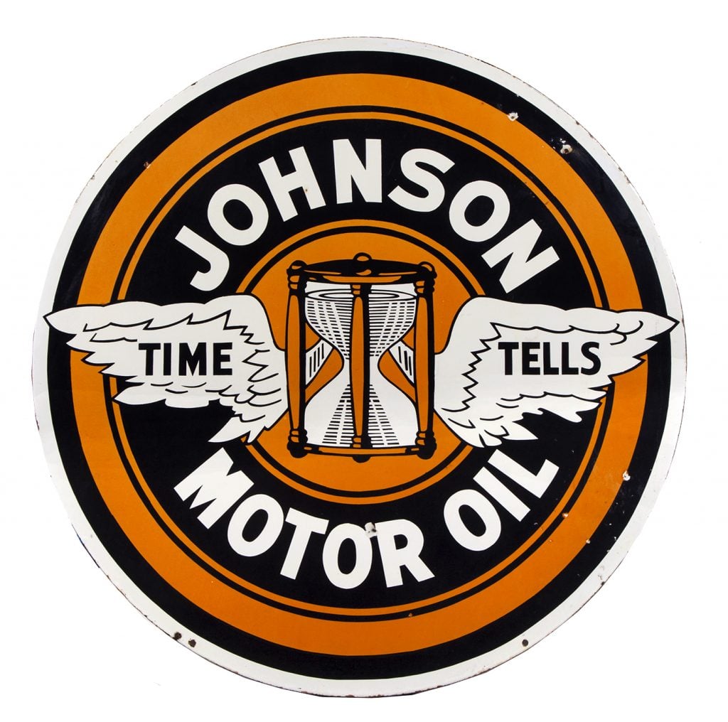 Johnson Motor Oil Porcelain Sign • Antique Advertising