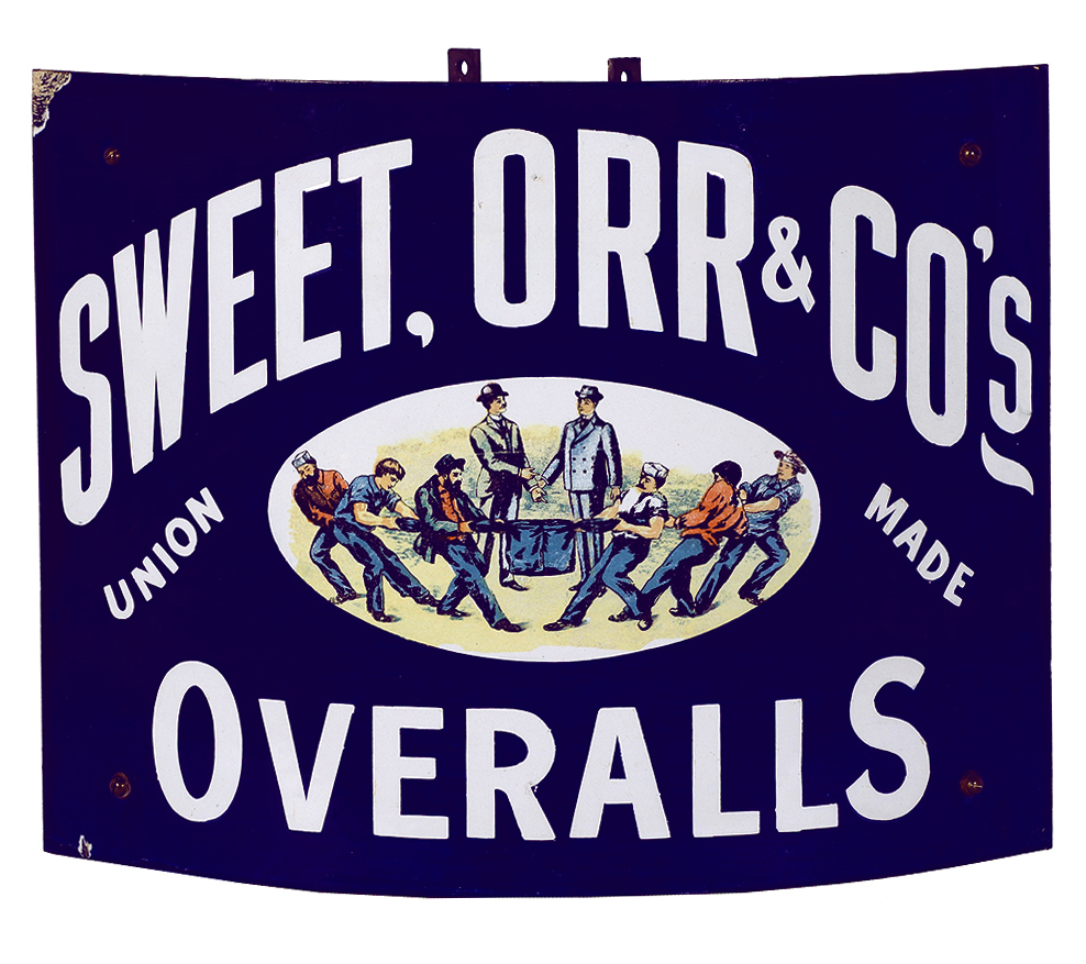 Sweet Orr Overalls Porcelain Corner Sign • Antique Advertising